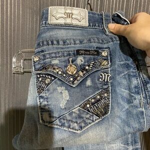 Miss Me Classic Blue Jeans with Detailed Stitching
